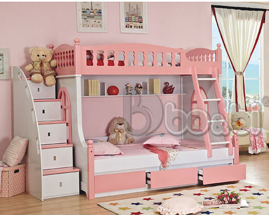 Giường tầng cho bé gái màu hồng – món quà tuyệt vời mẹ dành cho con
